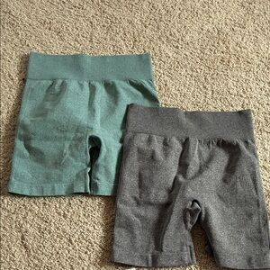 Medium Green and Gray Work Out Shorts Set